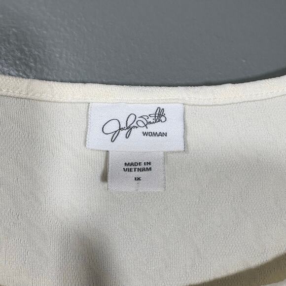 Jaclyn Smith White Textured Leopard Print Top - Size 1X - Women's Plus Size - Picture 4 of 6